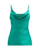 Matchesfashion.com Sies Marjan - Amira Cowl-neck Crinkled-satin Cami Top - Womens - Green