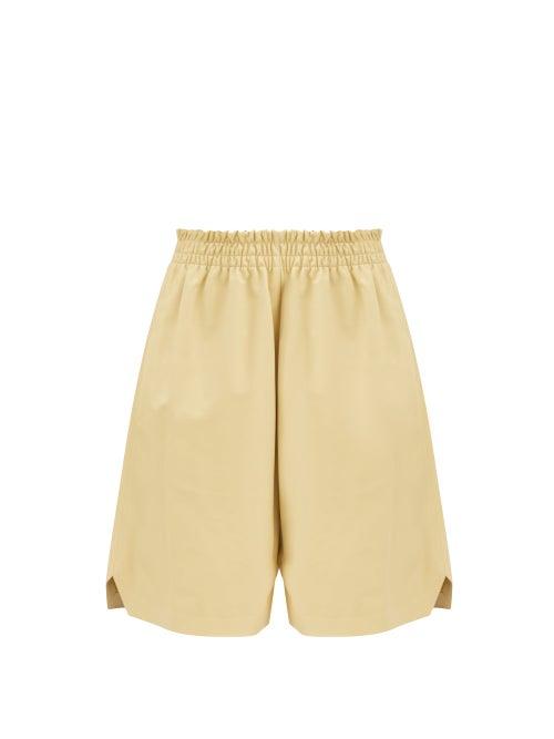 Matchesfashion.com Bottega Veneta - Elasticated-waist Leather Shorts - Womens - Beige