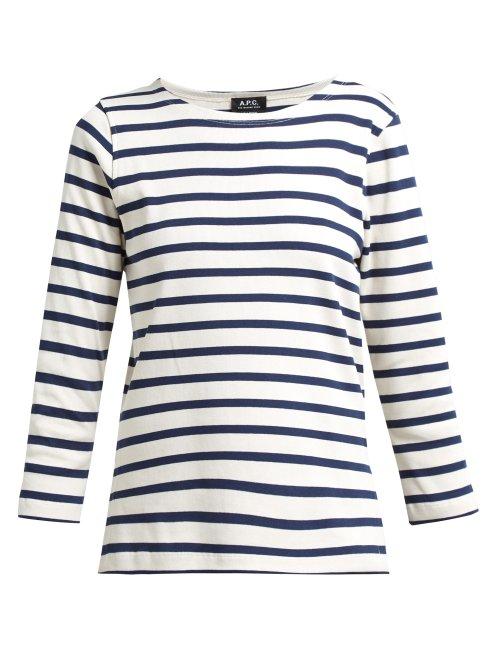 Matchesfashion.com A.p.c. - Breton Stripe Long Sleeved T Shirt - Womens - Navy White