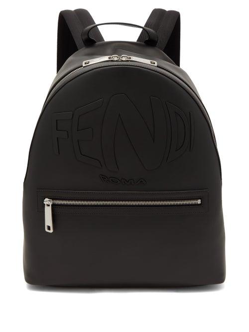 Fendi - Warped-logo Leather Backpack - Mens - Black