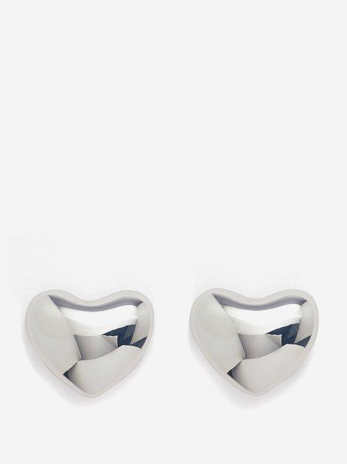 Annika Inez - Voluptuous Heart Small Sterling-silver Earrings - Womens - Silver