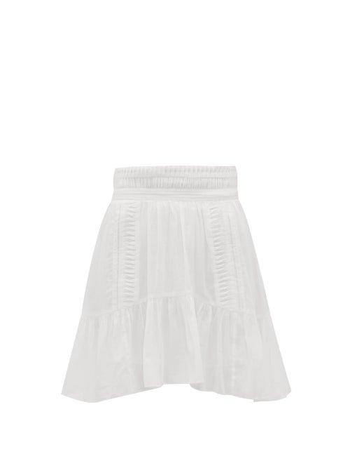 Matchesfashion.com Isabel Marant Toile - Laray Ruffled Hem Cotton Mini Skirt - Womens - White