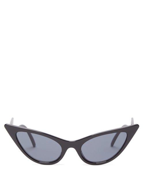 Matchesfashion.com Le Specs - The Prowler Cat Eye Acetate Sunglasses - Womens - Black
