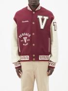 Versace - Felted-wool And Leather Varsity Jacket - Mens - Burgundy White