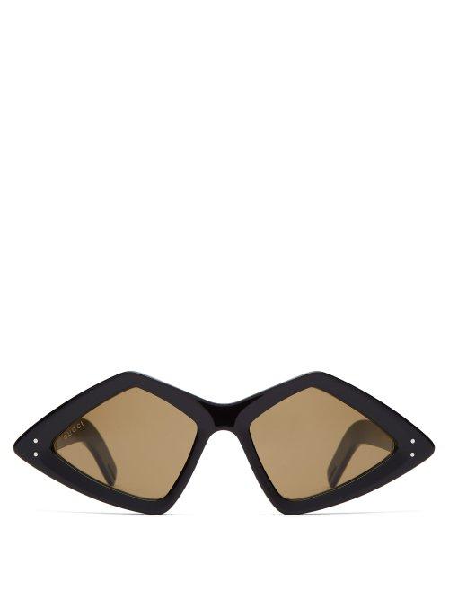 Matchesfashion.com Gucci - Diamond Frame Acetate Sunglasses - Mens - Black