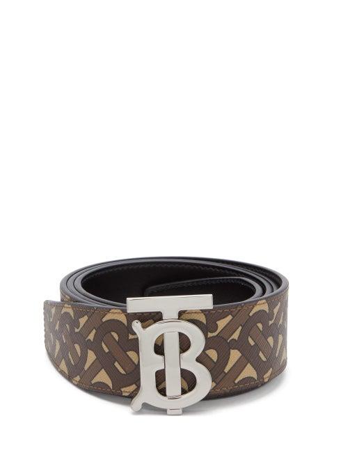 Matchesfashion.com Burberry - Tb-monogram Leather Belt - Mens - Brown