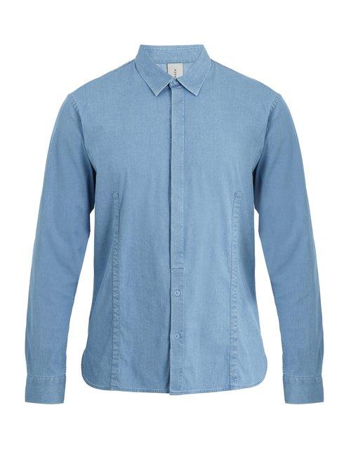 Matchesfashion.com S0rensen - Driver Point Collar Cotton Blend Shirt - Mens - Blue