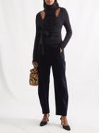 Ganni - Cutout Knitted Wrap Top - Womens - Black