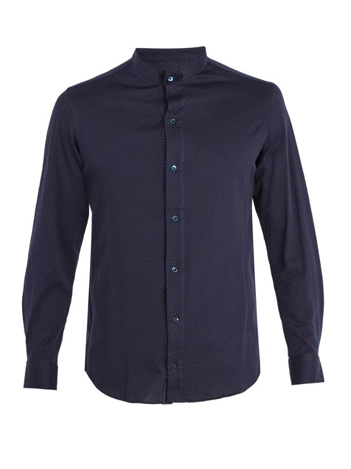 Giorgio Armani Granddad-collar Cotton Shirt