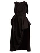 Matchesfashion.com Isa Arfen - Asymmetric Hem Draped Cotton Poplin Top - Womens - Black