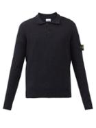 Stone Island - Logo-patch Cotton-blend Polo Sweater - Mens - Black