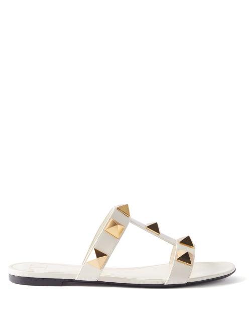 Valentino Garavani - Roman Stud Studded Leather Sandals - Womens - Cream