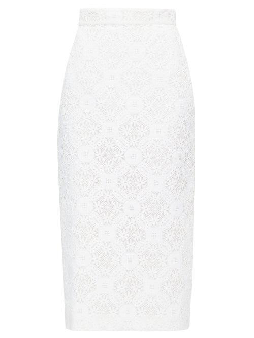 Matchesfashion.com Alexander Mcqueen - High-rise Lace Pencil Skirt - Womens - White