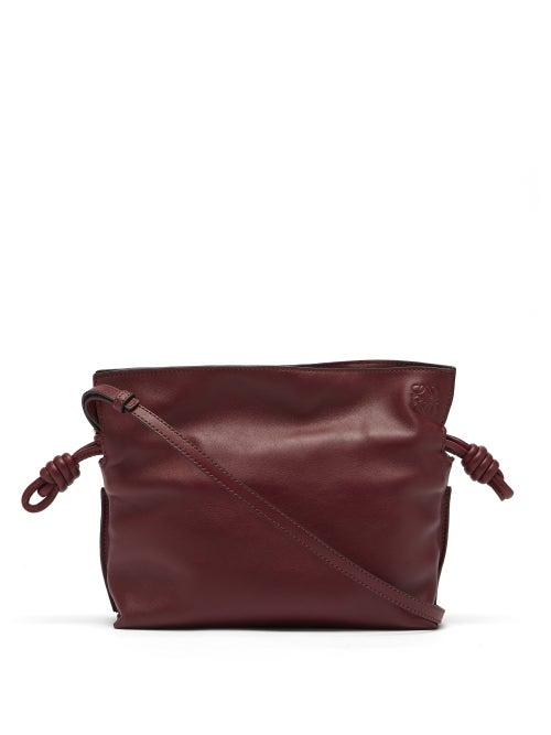 Matchesfashion.com Loewe - Flamenco Mini Drawstring Leather Cross-body Bag - Womens - Burgundy