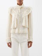 Isabel Marant Toile - Lelmon Ruffled Embroidered Cotton Blouse - Womens - Cream