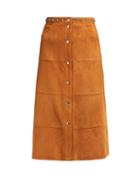 Matchesfashion.com Miu Miu - Studded Suede Skirt - Womens - Brown