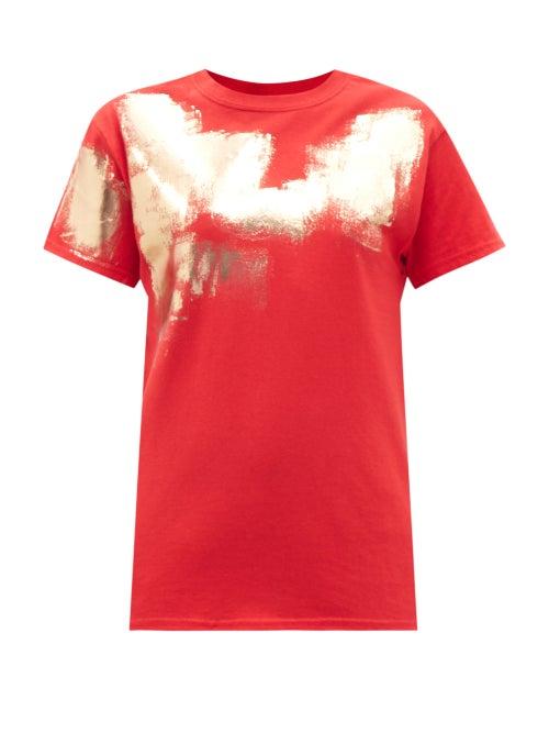 Matchesfashion.com Germanier - Painted Cotton-jersey T-shirt - Womens - Red Gold