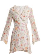 Matchesfashion.com Athena Procopiou - Gold In The Air Of Summer Wrap Silk Dress - Womens - White Print