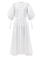 Matchesfashion.com Jil Sander - Pintucked Cotton Maxi Dress - Womens - White