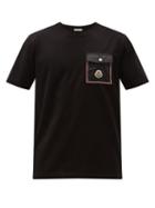 Moncler - Logo Appliqu Shell Patch-pocket Cotton T-shirt - Mens - Black