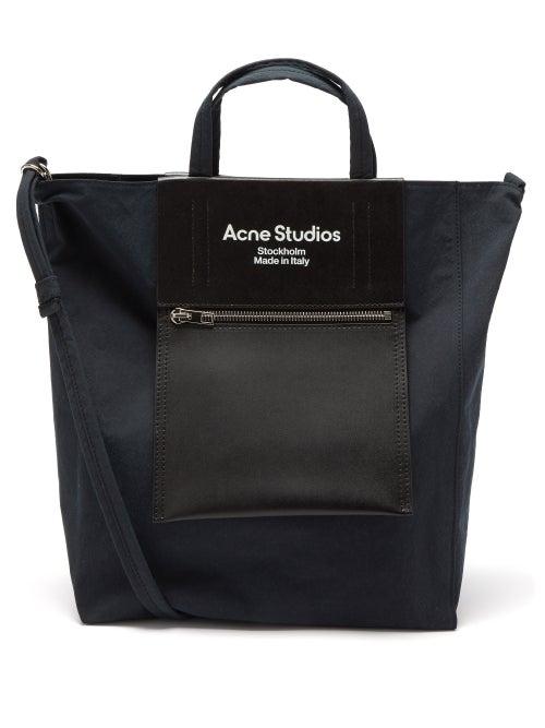 Acne Studios - Leather-panel Medium Canvas Tote Bag - Mens - Black