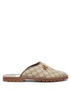 Mens Shoes Gucci - Horsebit Gg-canvas Backless Loafers - Mens - Brown Multi