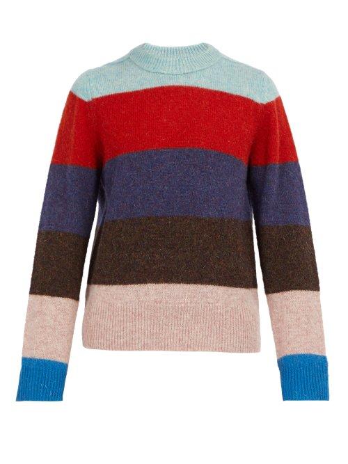 Matchesfashion.com Acne Studios - Kai Striped Crew Neck Wool Sweater - Mens - Blue