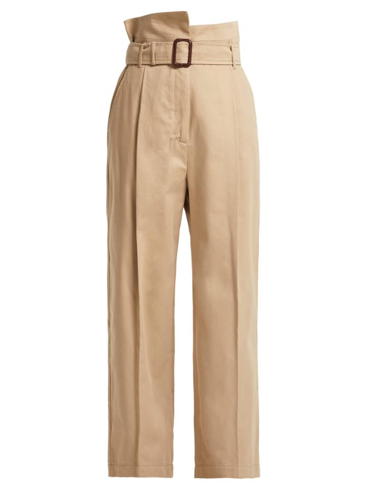 Weekend Max Mara Paperbag-waist Wide-leg Cotton Trousers