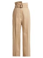 Weekend Max Mara Paperbag-waist Wide-leg Cotton Trousers