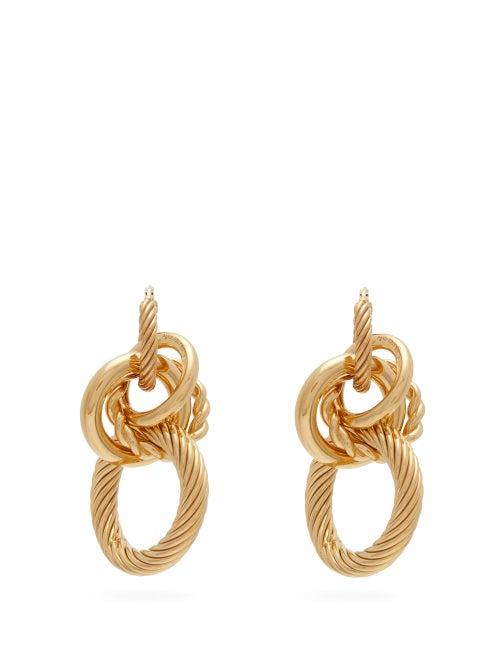 Matchesfashion.com Bottega Veneta - Interlocking Hoop Earrings - Womens - Gold