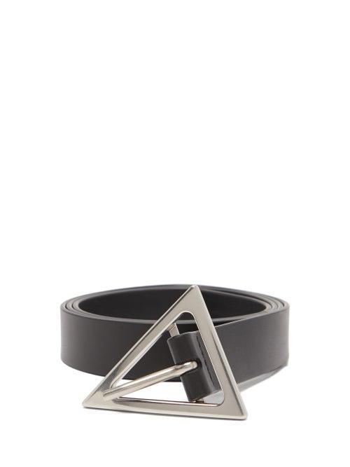 Bottega Veneta - Triangle-buckle Smooth-leather Belt - Mens - Black