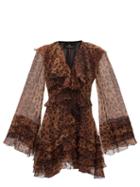 Ladies Rtw Etro - Palm Springs Ruffled Leopard-print Silk Dress - Womens - Brown Print