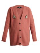 Rochas Bee-brooch Oversized Wool Cardigan