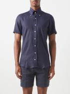 Thom Sweeney - Button-down Linen-voile Shirt - Mens - Navy