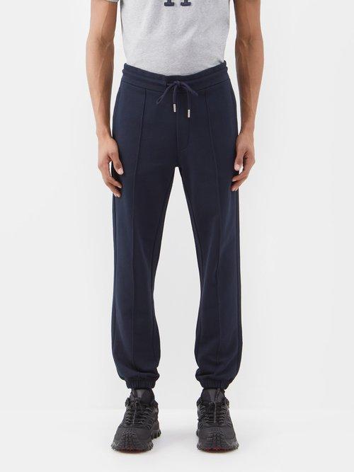 Moncler - Drawstring Cotton-jersey Track Pants - Mens - Dark Blue