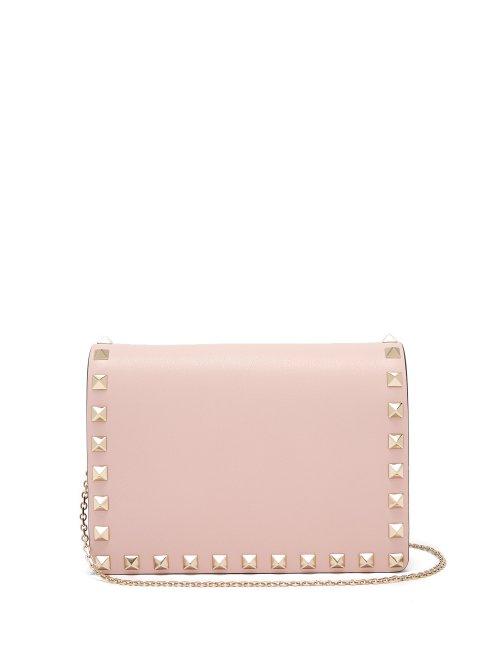 Matchesfashion.com Valentino - Rockstud Leather Shoulder Bag - Womens - Light Pink