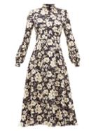 Matchesfashion.com Goat - Goldfinch Camelia Print Crepe Midi Dress - Womens - Black Multi