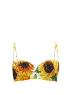 Matchesfashion.com Dolce & Gabbana - Sunflower Print Balconette Bikini Top - Womens - Yellow Print