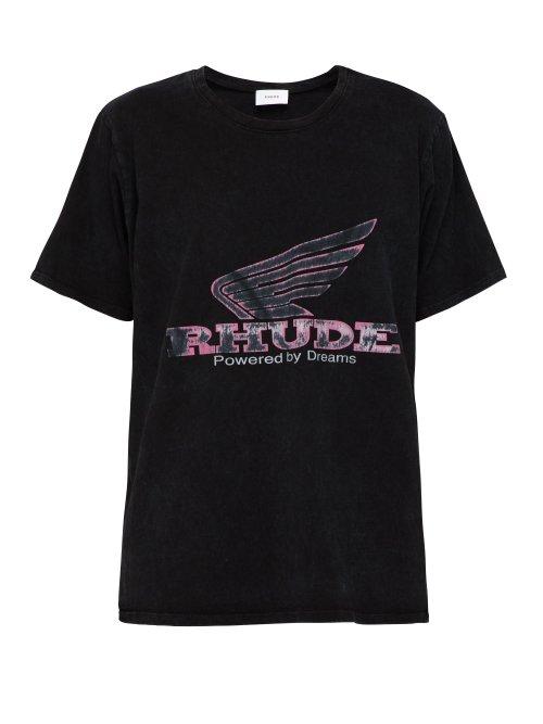 Matchesfashion.com Rhude - Rhonda Logo Print T Shirt - Mens - Black Pink