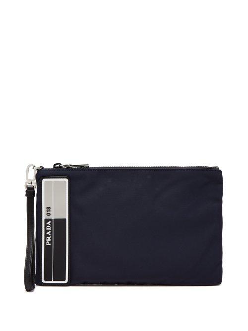 Matchesfashion.com Prada - Logo Plaque Nylon Pouch - Mens - Navy