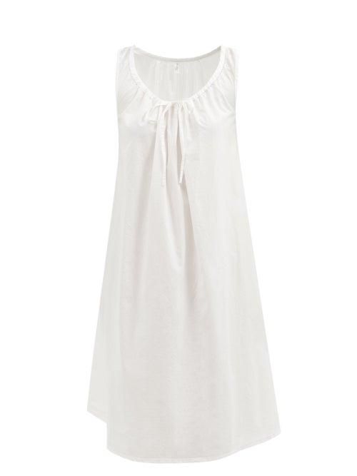 Domi - Tie-neck Organic-cotton Nightdress - Womens - White