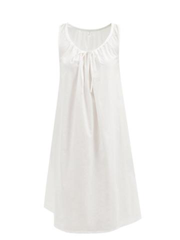 Domi - Tie-neck Organic-cotton Nightdress - Womens - White
