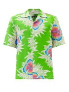 Matchesfashion.com Edward Crutchley - Magnolia-print Silk-satin Shirt - Mens - Green Multi