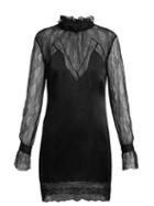 Matchesfashion.com Jonathan Simkhai - Lace And Satin Mini Dress - Womens - Black