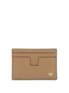 Tom Ford - Foiled-monogram Grained-leather Cardholder - Mens - Beige