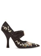 Erdem Fabiola Point-toe Embroidered Moire Pumps