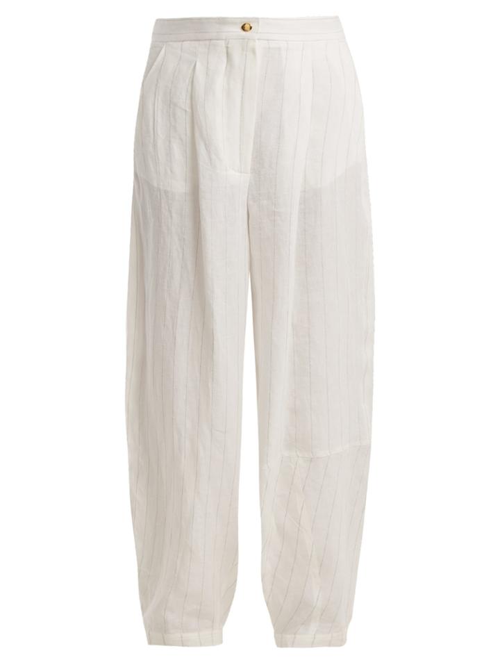 Loewe Striped Wide-leg Linen-blend Trouser