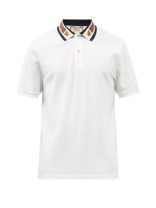 Gucci - Web Stripe Cotton-piqu Polo Shirt - Mens - White