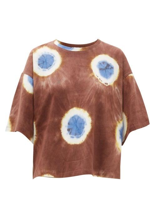 Matchesfashion.com Sea - Tie Dye Cropped Cotton Jersey T Shirt - Womens - Brown Multi