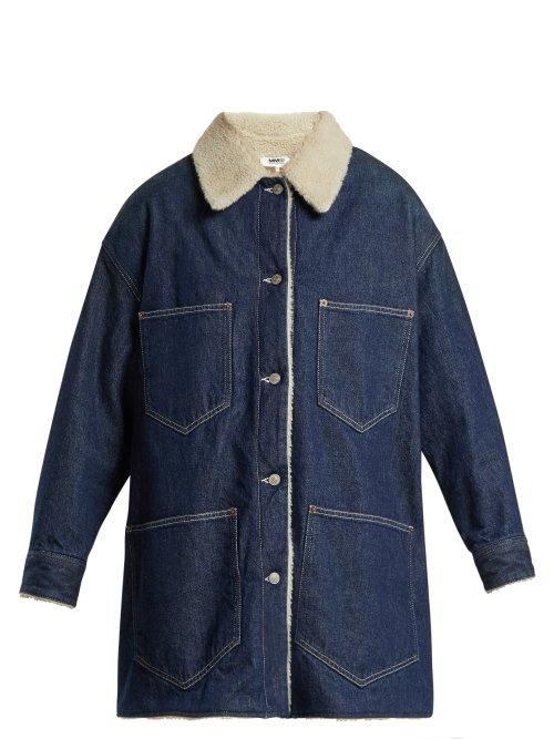 Matchesfashion.com Mm6 Maison Margiela - Shearling Lined Denim Coat - Womens - Denim